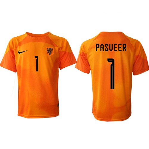 Billige Nederland Remko Pasveer #1 Keeper Bortetrøye VM 2022 Kortermet
